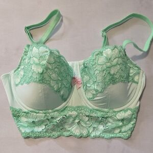 ADORE ME Adorable Beautiful Green Silky Lace Underwire Bra 34B NEW w/ Tags NWT